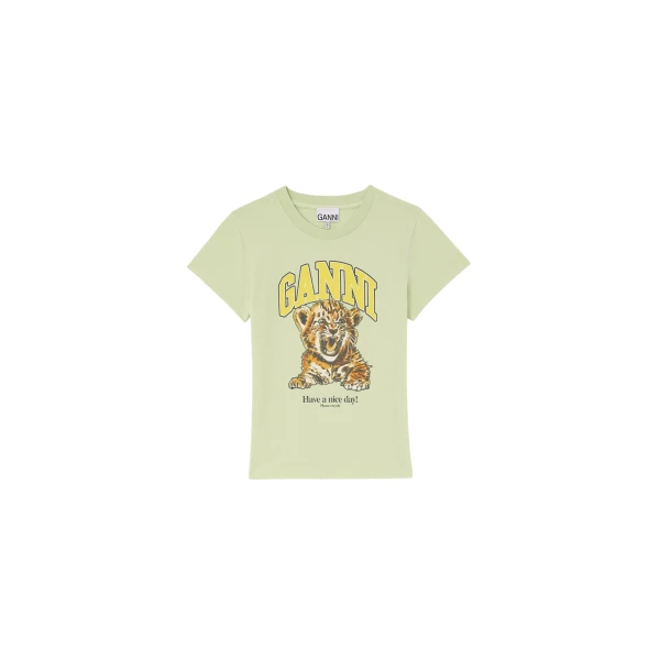 Ganni Baby Fit T-shirt with Tiger Top