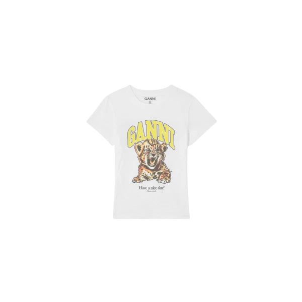 Ganni Baby Fit T-shirt with Tiger Top