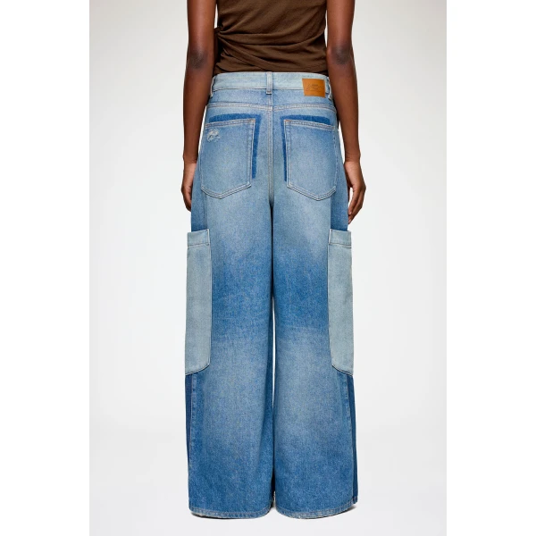 Ganni Baggy Cargo Jeans in Patchwork Denim, view 4