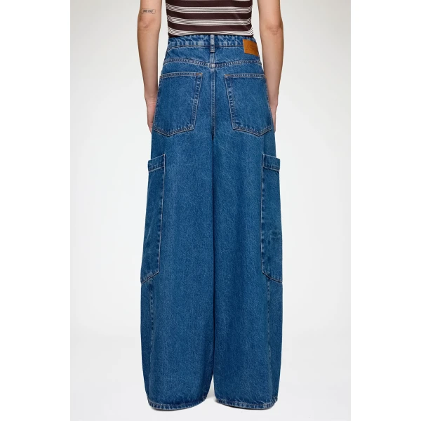 Ganni Baggy Cargo Jeans in Rigid Denim, view 3
