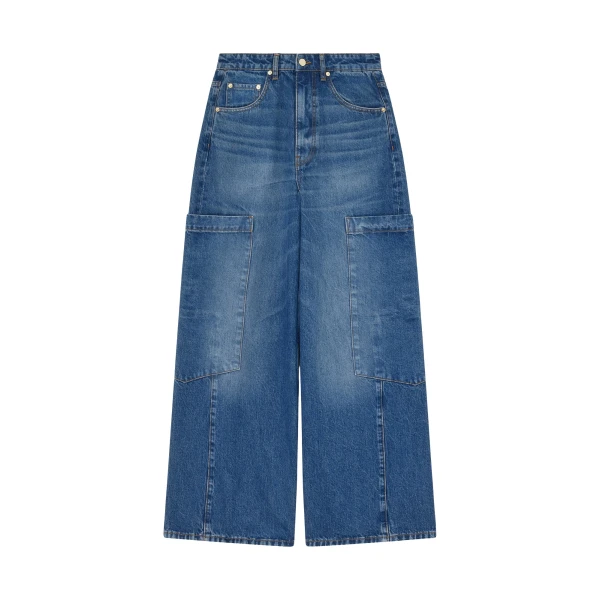 Ganni Baggy Cargo Jeans in Rigid Denim