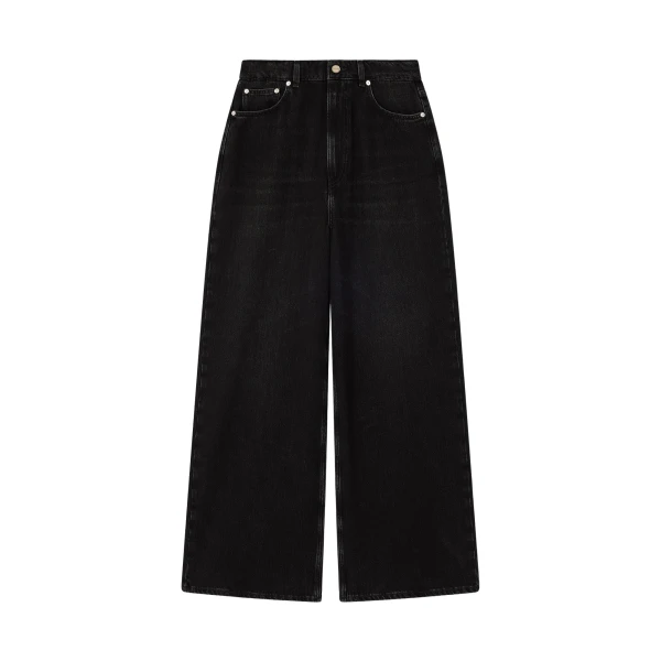 Ganni Baggy Jeans in Black Washed Denim