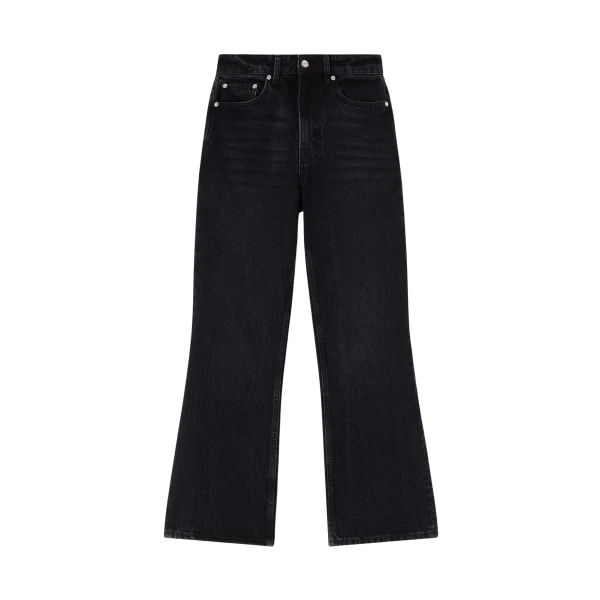 Ganni Betzy Cropped Jeans in Black Rigid Denim
