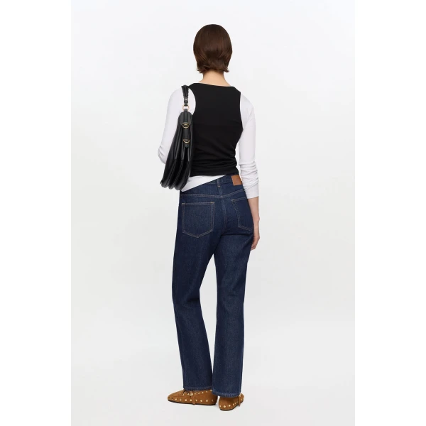 Ganni Betzy Cropped Jeans in Dark Rinse Denim, view 3
