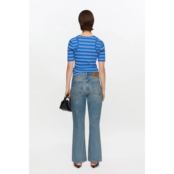 Ganni Betzy Cropped Jeans in Tint Rigid Denim, view 3