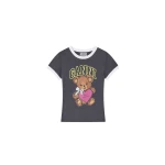 Ganni Black Cropped Teddy T-shirt Top