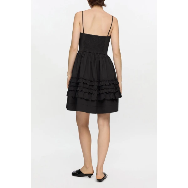 Ganni Black Mini Frill Dress, view 3