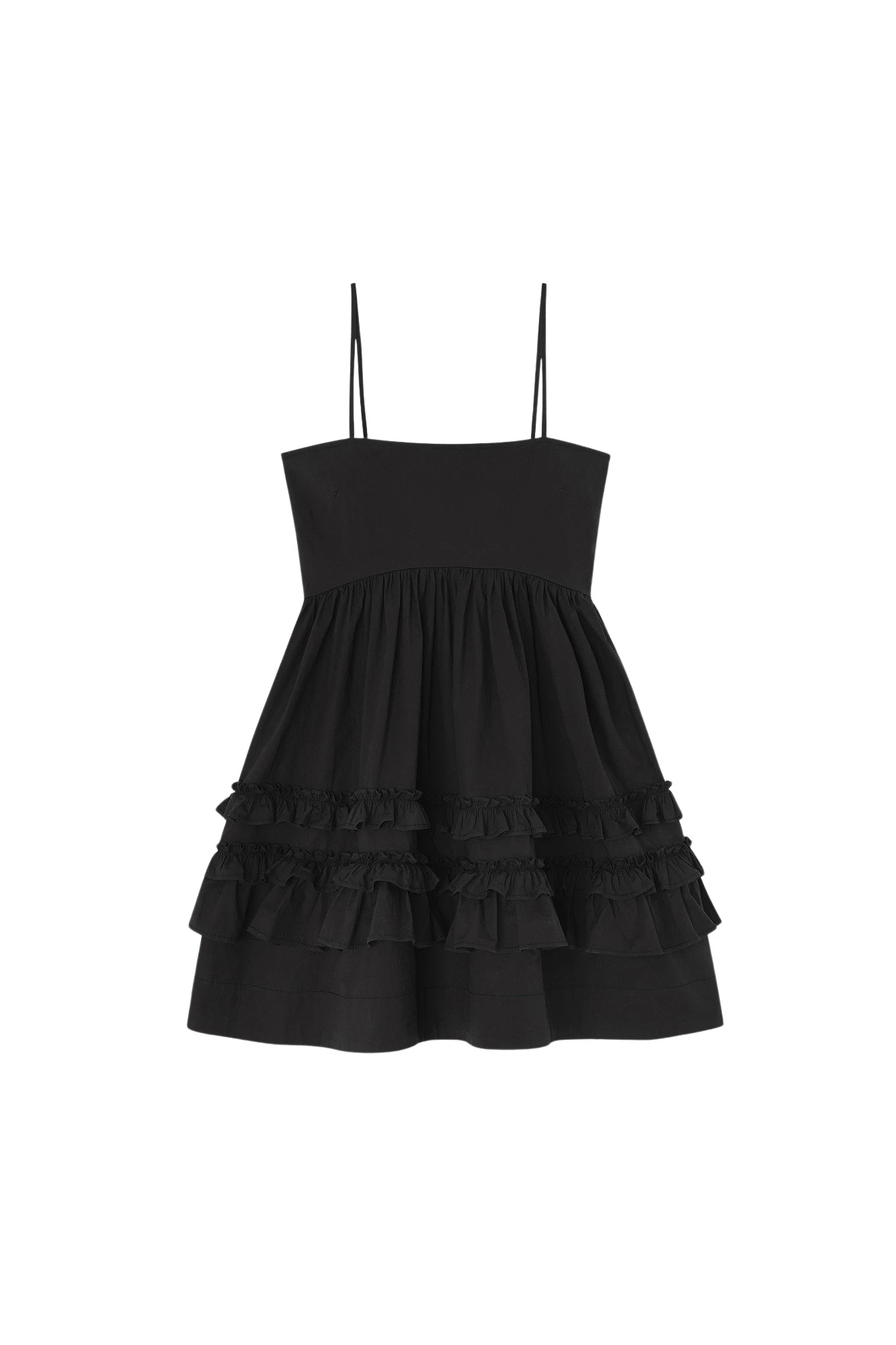Ganni Black Mini Frill Dress