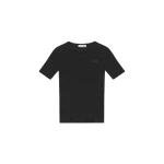 Ganni Black Soft Cotton Rib T-Shirt Top