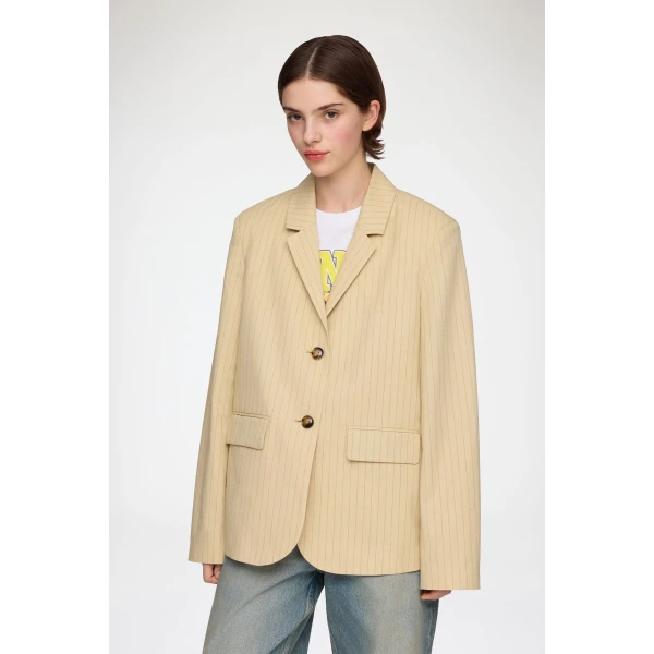 Ganni Blazer in Beige Suiting, view 2