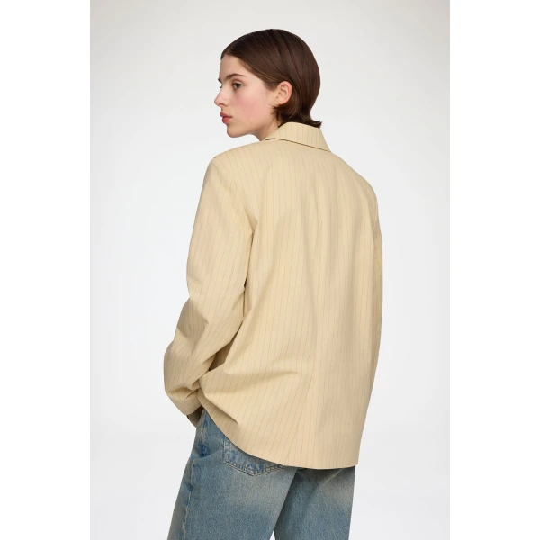 Ganni Blazer in Beige Suiting, view 4