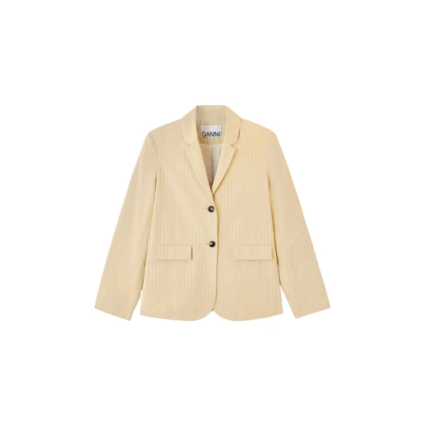 Ganni Blazer in Beige Suiting