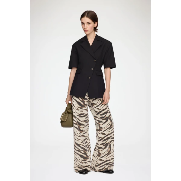 Ganni Blazer in Black Cotton Tailoring, view 3