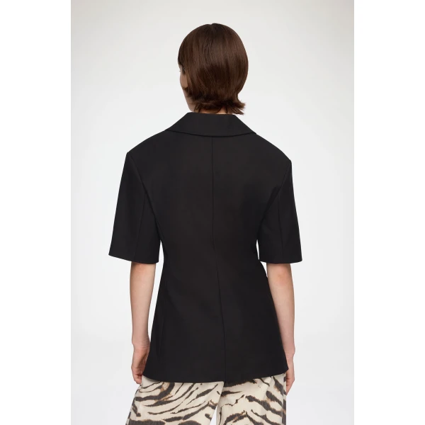 Ganni Blazer in Black Cotton Tailoring, view 4
