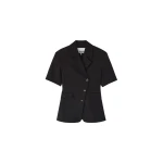 Ganni Blazer in Black Cotton Tailoring