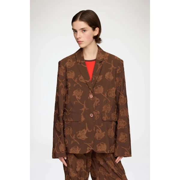 Ganni Blazer in Brown Fil Coupe, view 2