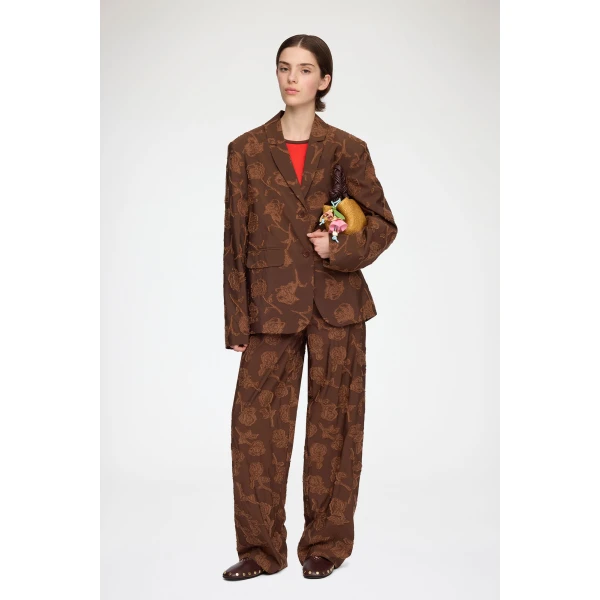 Ganni Blazer in Brown Fil Coupe, view 3