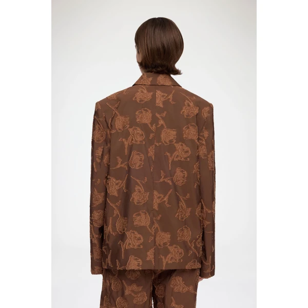 Ganni Blazer in Brown Fil Coupe, view 4