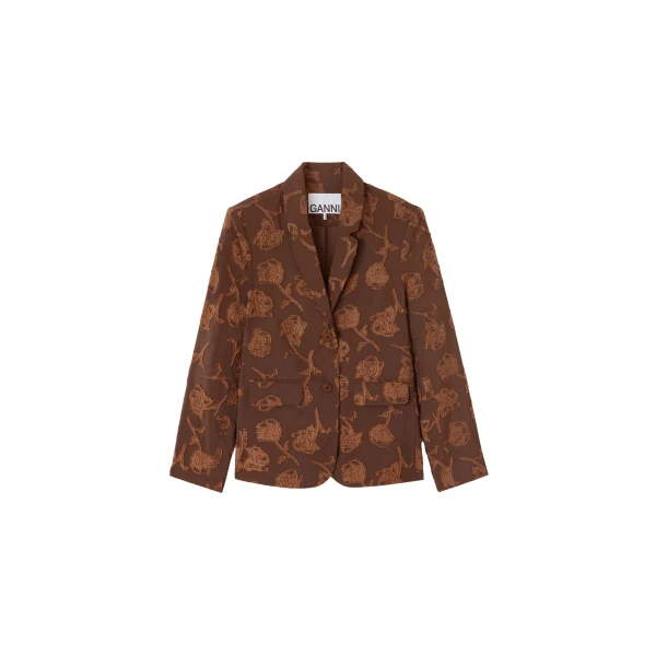 Ganni Blazer in Brown Fil Coupe