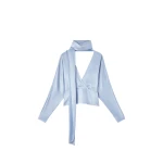 Ganni Blouse in Blue Satin