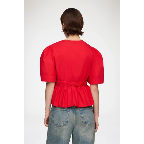 Ganni Blouse in Red Cotton, view 4