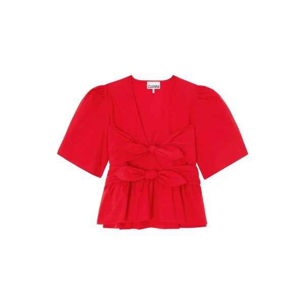 Ganni Blouse in Red Cotton