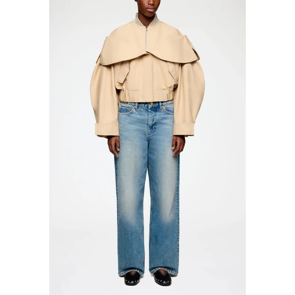 Ganni Bomber in Beige Cotton Jacket, view 2