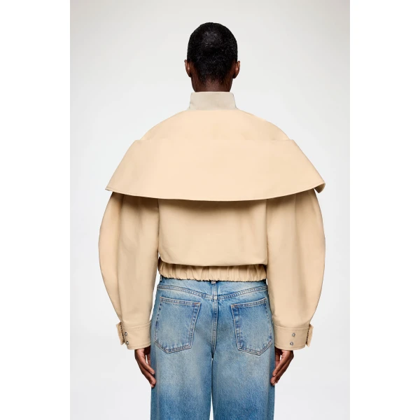 Ganni Bomber in Beige Cotton Jacket, view 3