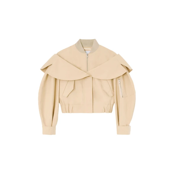 Ganni Bomber in Beige Cotton Jacket