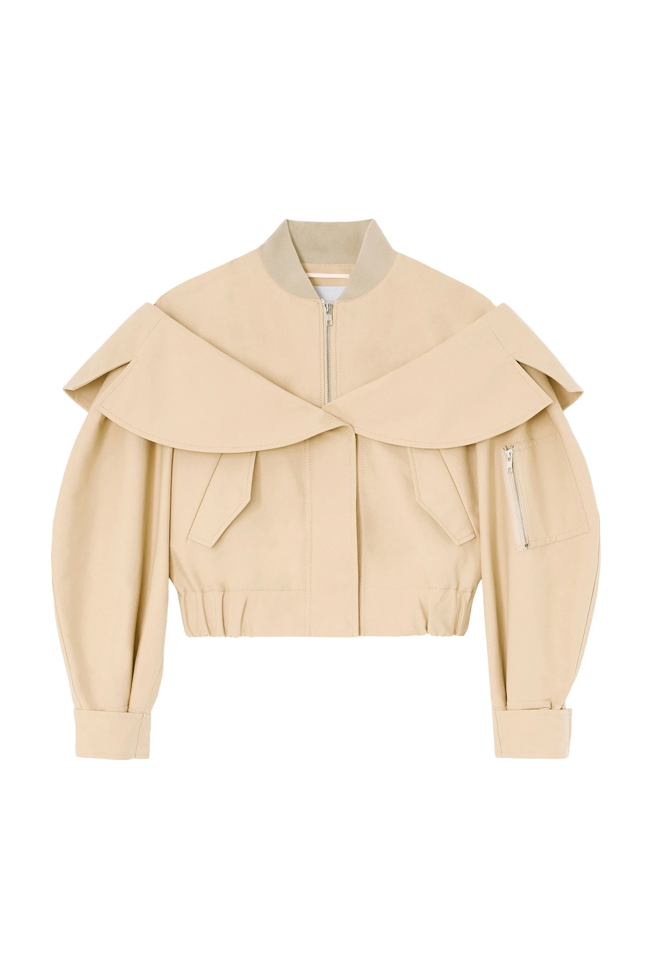 Ganni Bomber in Beige Cotton Jacket