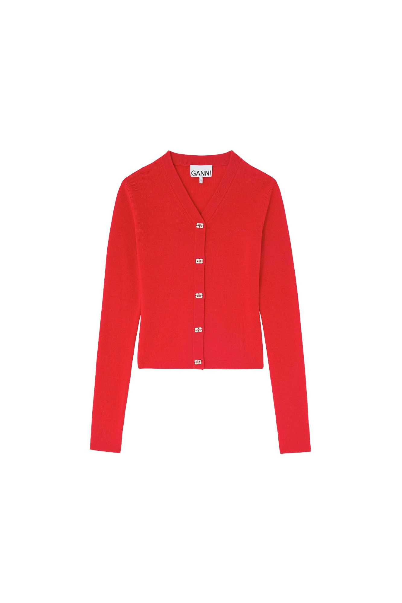 Ganni Cardigan in Red Merino