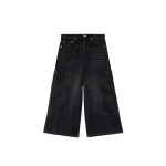 Ganni Cropped Cargo Jeans in Black Denim