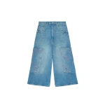 Ganni Cropped Cargo Jeans in Blue Denim