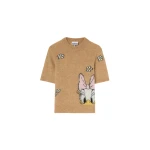 Ganni Daisy Duck Beige Short Sleeve Jumper