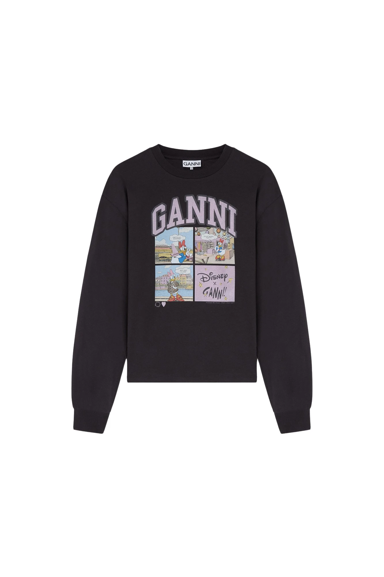 Ganni Daisy Duck Black Long-sleeve T-shirt Top