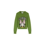 Ganni Daisy Duck Green Brushed Wool Jumper Knit