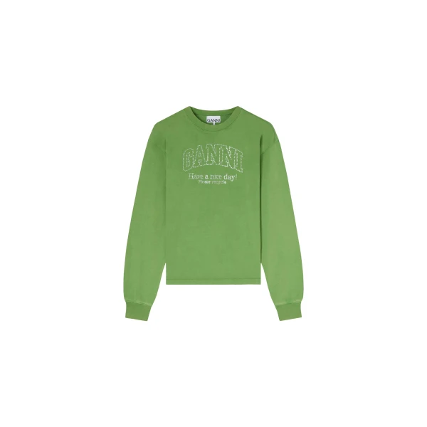 Ganni Daisy Duck Green Long-sleeve T-shirt Top