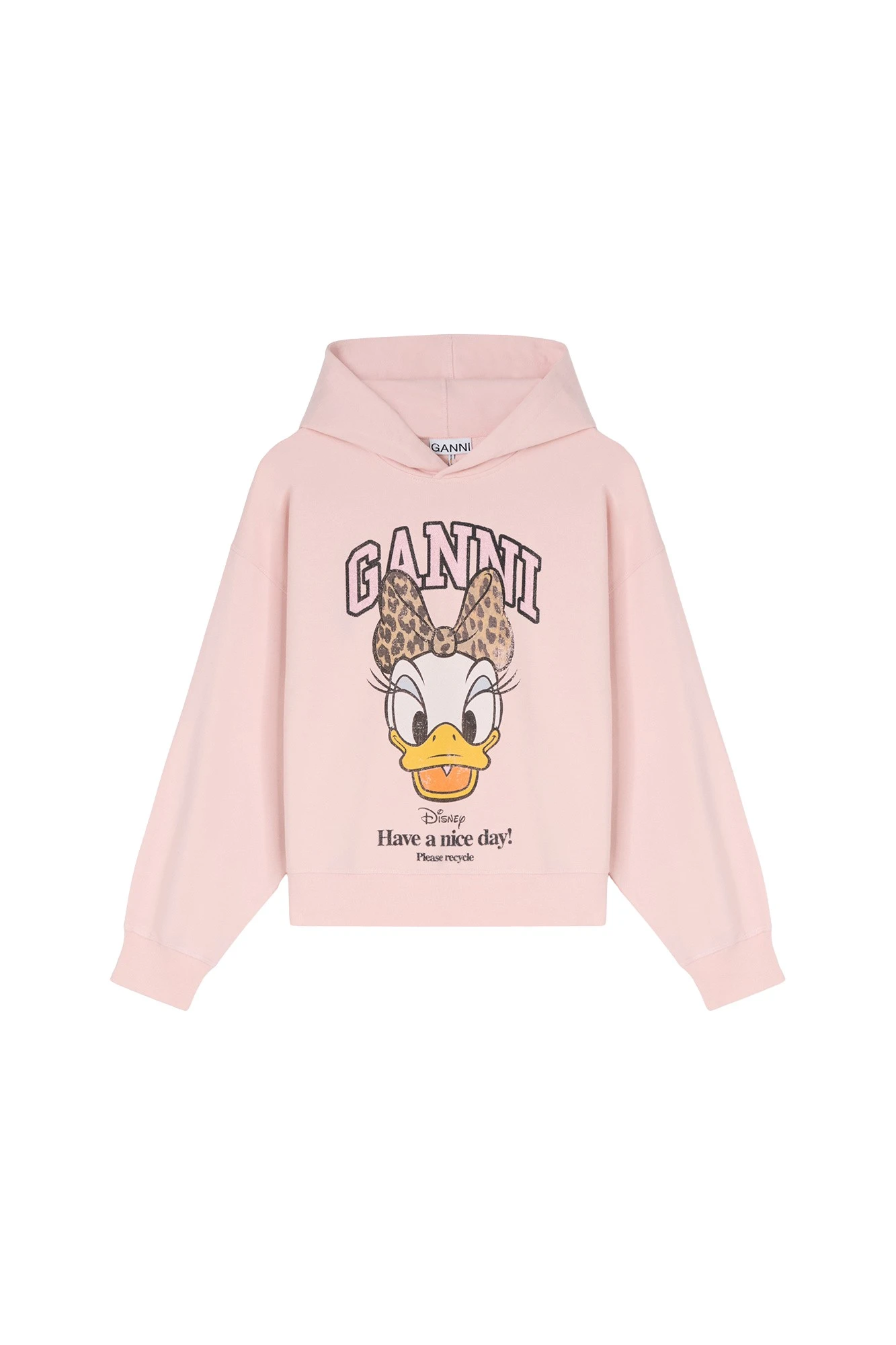 Ganni Daisy Duck Pink Cropped Hoodie