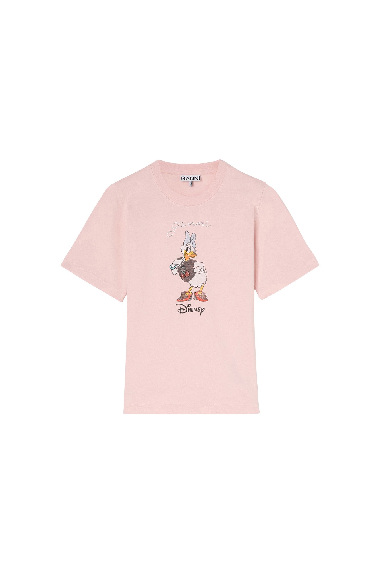 Ganni Daisy Duck Pink Printed Baby Fit T-shirt Top