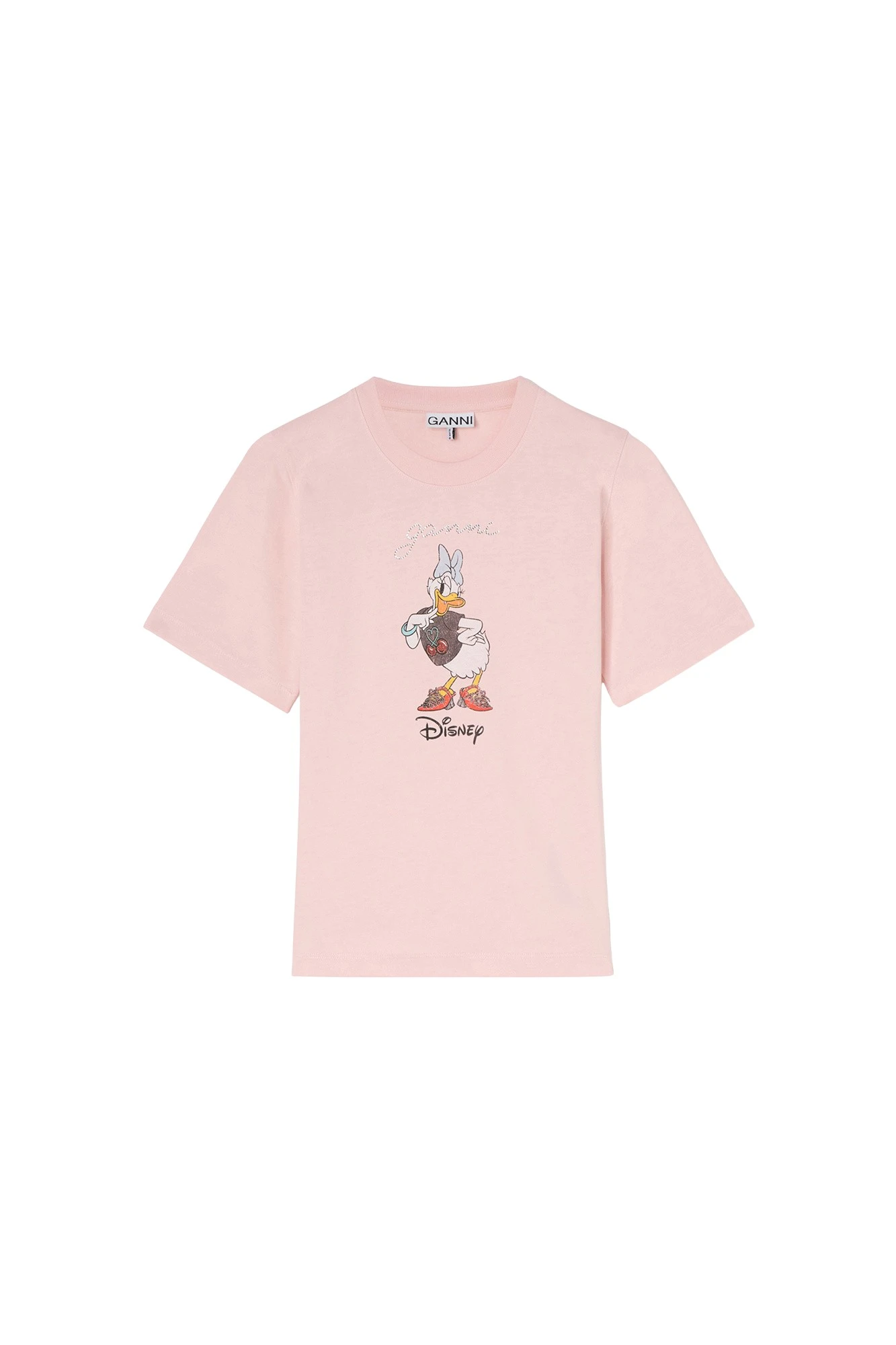 Ganni Daisy Duck Pink Printed Baby Fit T-shirt Top