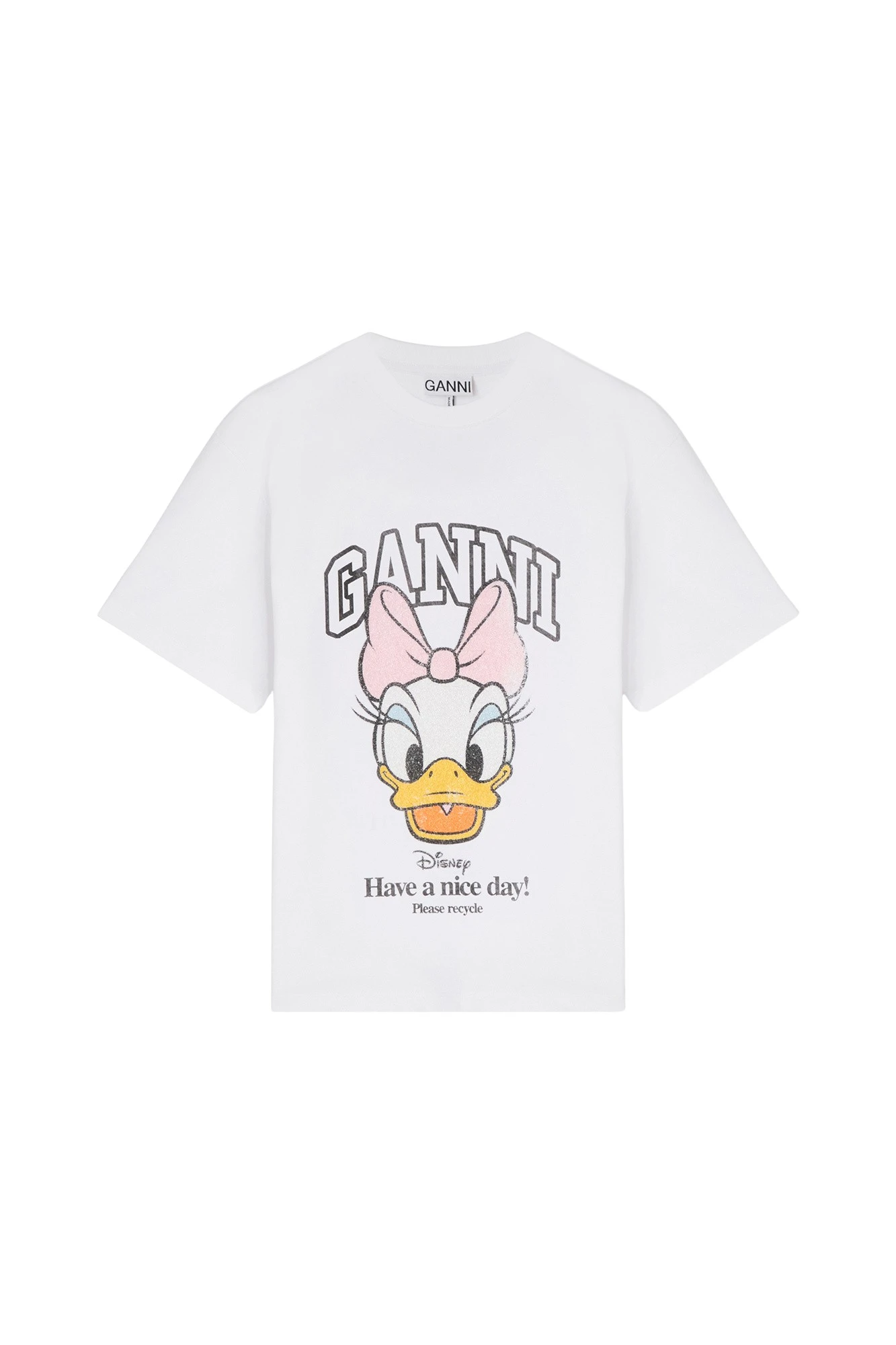 Ganni Daisy Duck White Baby Fit T-shirt Top