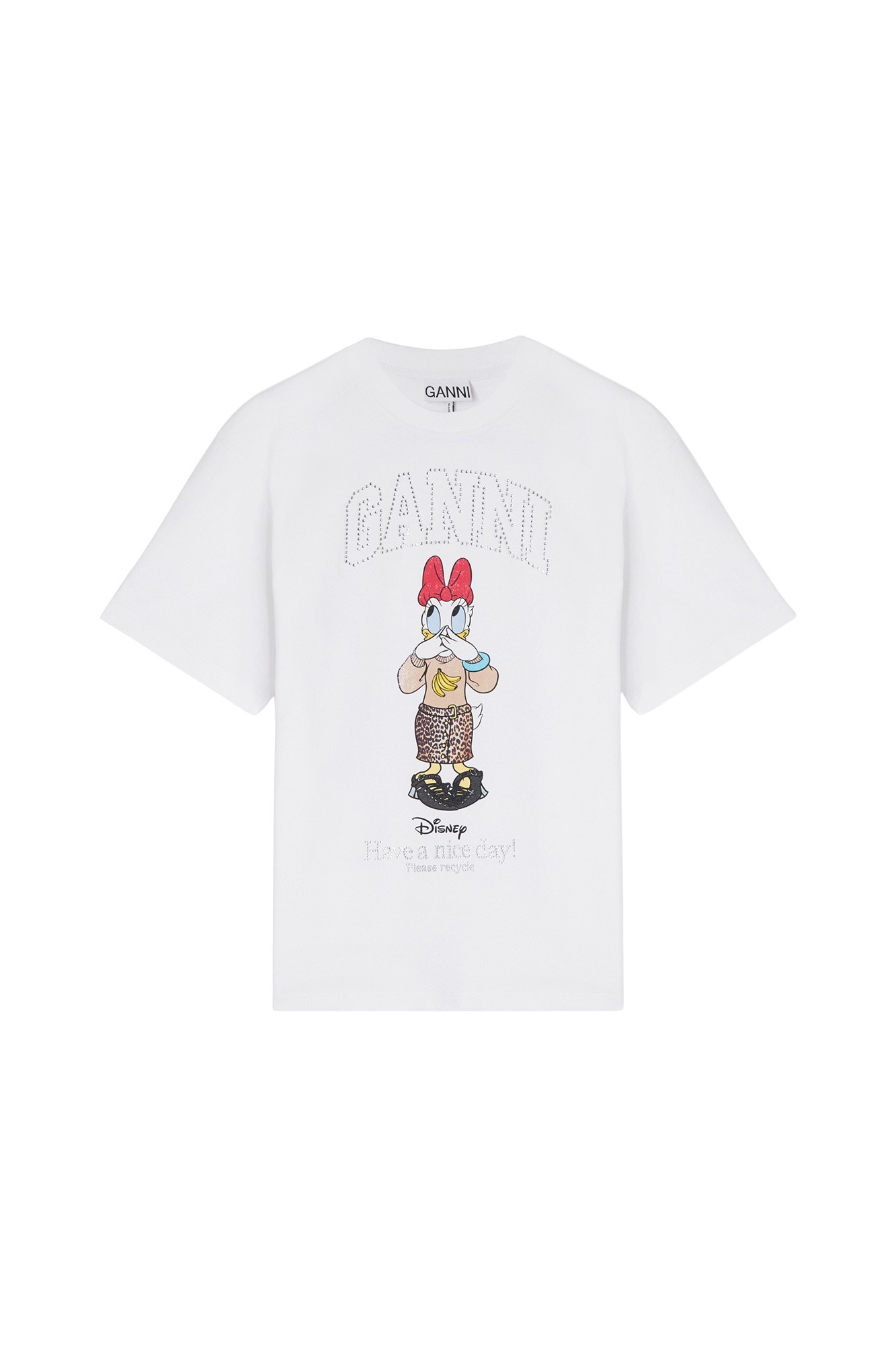 Ganni Daisy Duck White Printed T-shirt Top