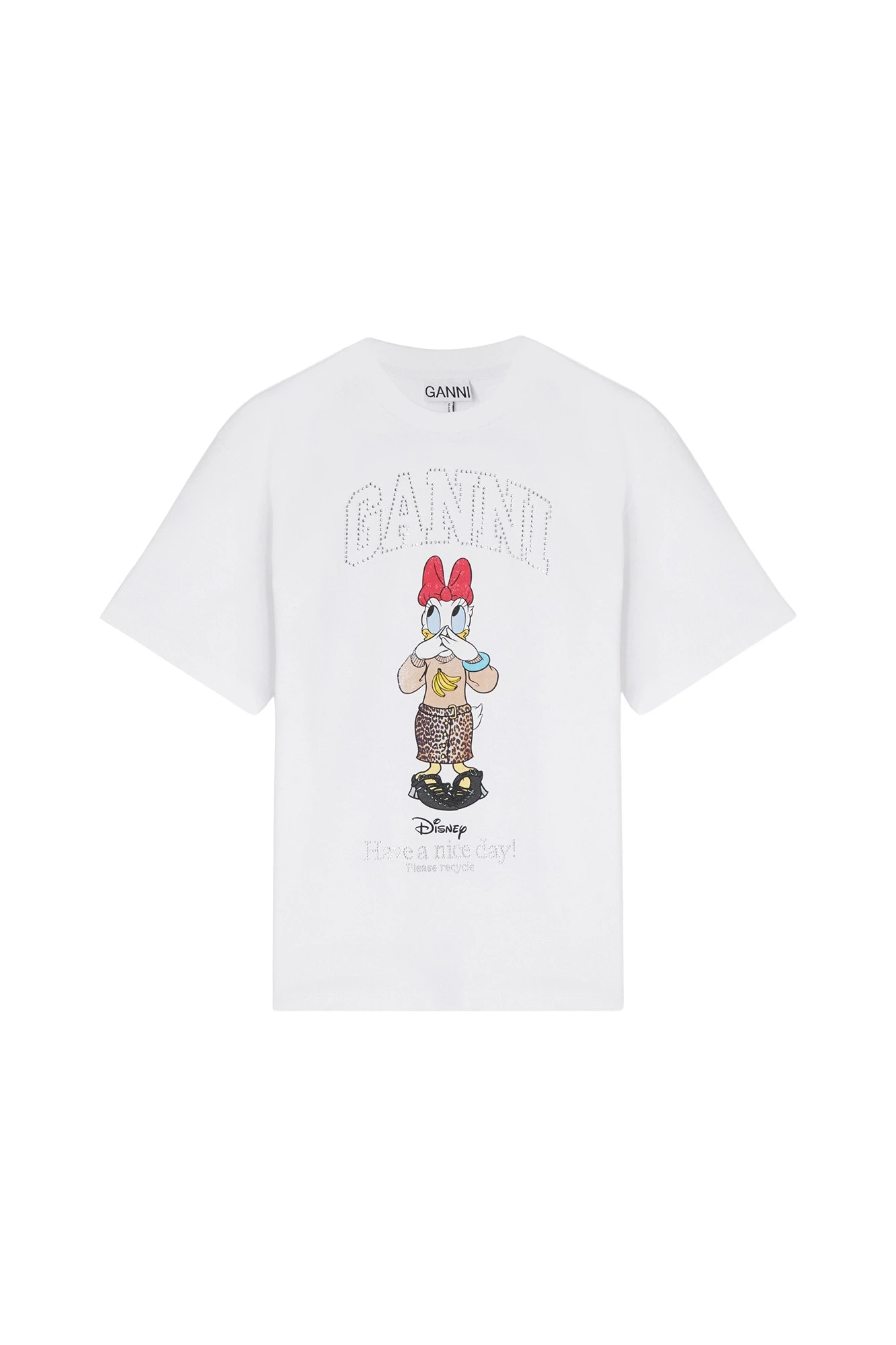 Ganni Daisy Duck White Printed T-shirt Top