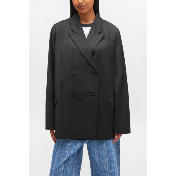 Ganni Double-breasted Wool Blazer, view 2