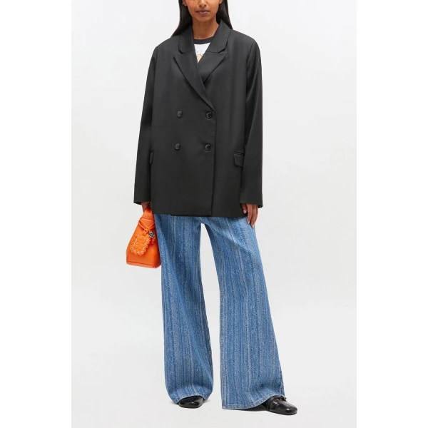 Ganni Double-breasted Wool Blazer, view 3