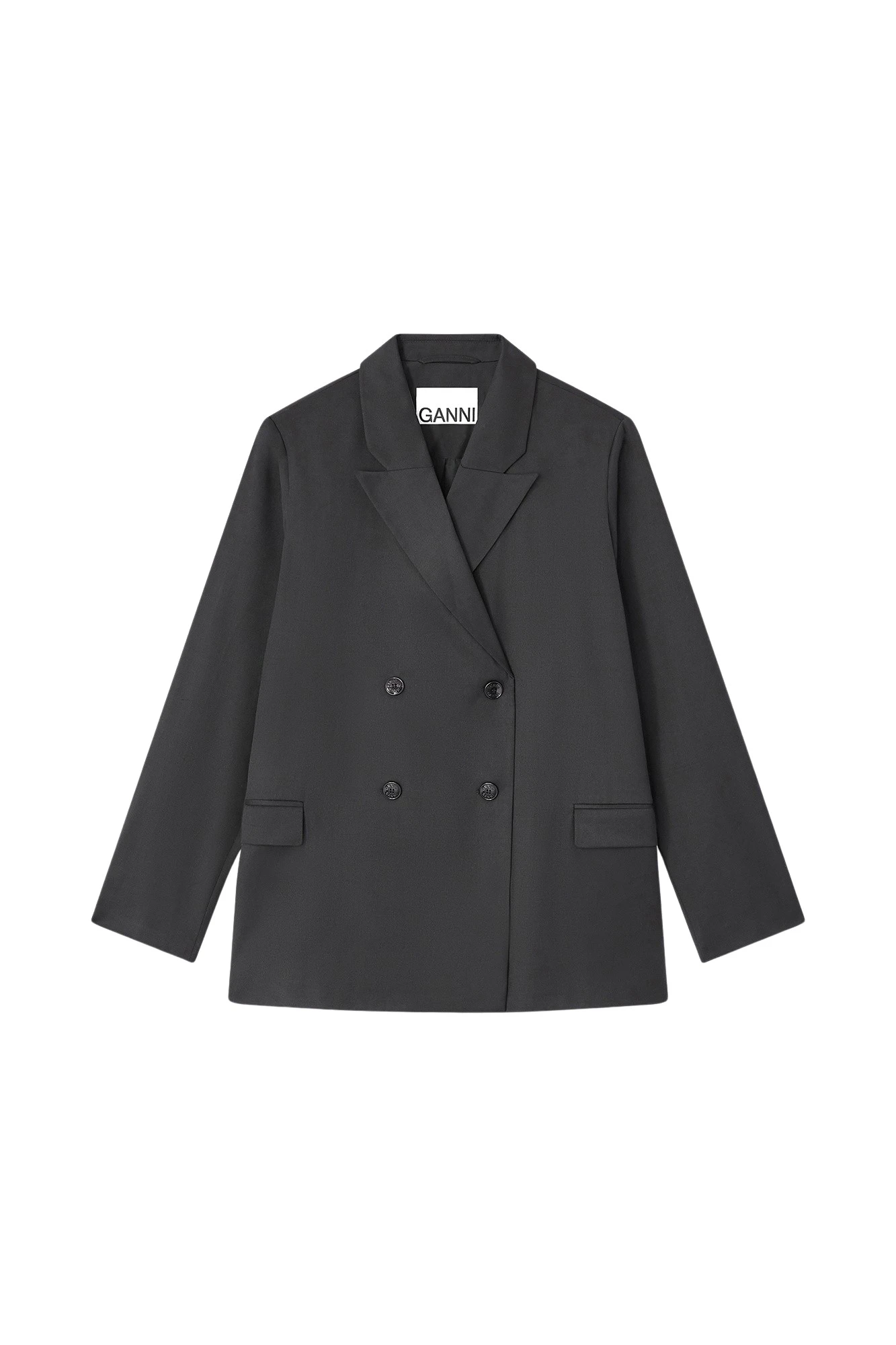 Ganni Double-breasted Wool Blazer