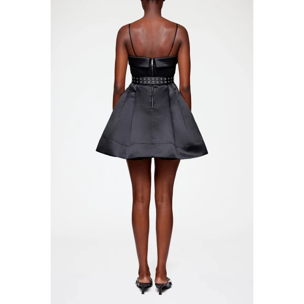 Ganni Dress in Black Satin, view 3