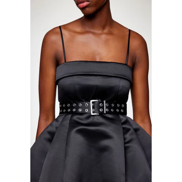 Ganni Dress in Black Satin, view 4