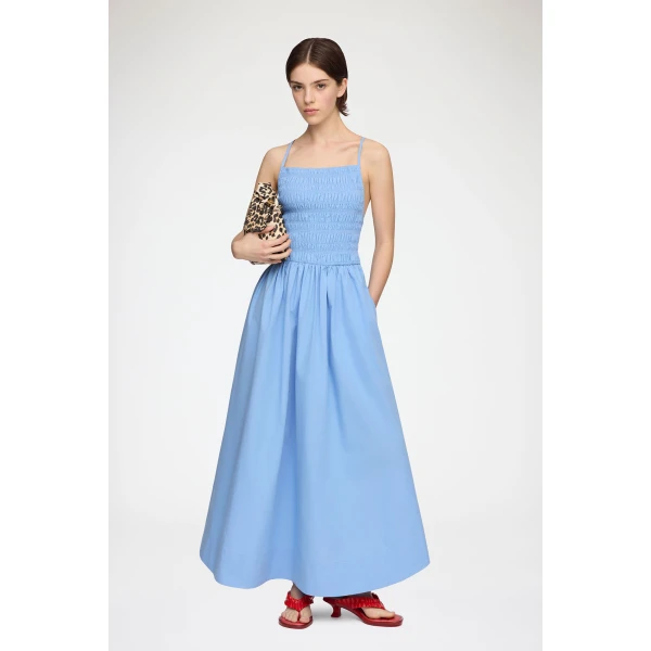 Ganni Dress in Blue Poplin, view 2