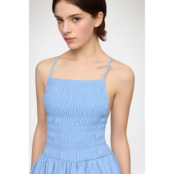 Ganni Dress in Blue Poplin, view 4